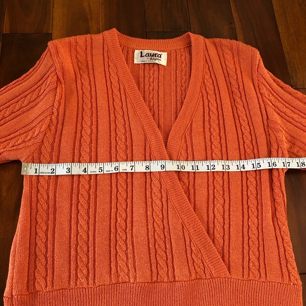 Vintage Women’s Sweater Laura by Alyzia Acrylic Peach Coral Orange Size 14 - Picture 5 of 6